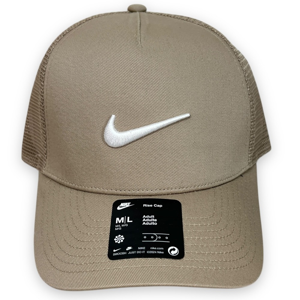 NWT Nike Rise Structured Trucker Hat Cap Beige Brown Curved Brim M/L FB5378-681